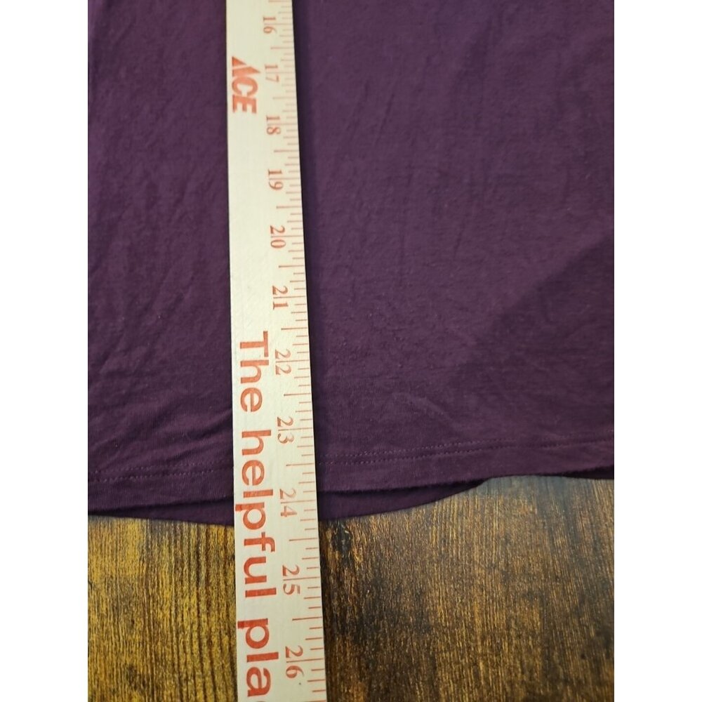 Y2k Victoria's Secret Henley Long Sleeve Shirt Purple gold Sz Med Gold Foil Logo - Picture 6 of 7